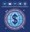 Sphere with set icons economy finance