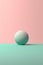 Sphere shaped object. Soft pink turquoise pastel colored background. Generative AI