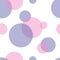 Spheres purple and pink translucent on a white background. Seamless abstract pattern with circles.