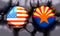 Spheres textured by USA and Arizona state flags.