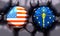 Spheres textured by USA and Indiana state flags.