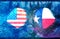 Spheres textured by USA and Texas state flags.