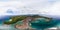 Spherical, 360 degrees, seamless aerial panorama of the tropical
