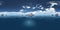 Spherical 360 degrees seamless panorama with fantasy submarine and prehistoric fish Rhizodus