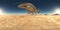 Spherical 360 degrees seamless panorama with a huge spacecraft in a desert