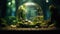 Spherical aquarium with tropical fish and green plants, unique home decor concept