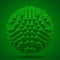 Spherical data block. made with green cubes. 3d pixel style vector illustration.