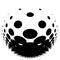 Spherical distortion halftone dots element. Orb, ball deform on bulge, bump speckles, polka-dots and screentone.Pointillist,