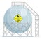 Spherical gas station, gas tank, storage tank with stairs and metal construction, explosive gas sign