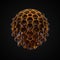 Spherical honeycomb with flowing honey droplets. 3d illustration