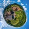 Spherical little planet view of little village Breitenbach in Al