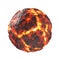 Spherical object material surface is lava or magma black coal erupts with scorching heat in the fissure, crack molten by heat.