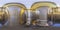 Spherical panoramic photograph of the inside of a public toilet