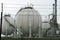 Spherical tank for storage LNG  at chemical plant in the port of Rotterdam