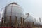 Spherical tanks under cloudy weather