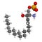 Sphingosine-1-phosphate (S1P) signaling molecule. 3D rendering. Atoms are represented as spheres with conventional color coding: