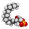 Sphingosine-1-phosphate (S1P) signaling molecule. 3D rendering. Atoms are represented as spheres with conventional color coding: