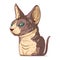 A Sphinx Cat, isolated vector illustration. Cute cartoon picture for children of a serene domestic cat