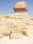The Sphinx in Egypt. Mysterious ancient landscape. Historical heritage. Side view. Cairo, Egypt