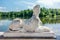 Sphinx on the lake of the Tsaritsyno park