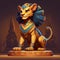 Sphinx Order: A Disney-style Illustration Of A Lion Statue Under An Ancient Pyramid