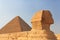 Sphinx and the Pyramid of Cheops at Giza