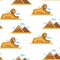 Sphinx and Pyramid Egyptian architecture and landmark seamless pattern