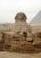The Sphinx With the Pyramids in Background on The Giza Complex