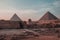 Sphinx and pyramids landscape Cairo Egypt
