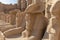 Sphinxes at Luxor Temple, a large Ancient Egyptian temple complex located on the east bank of the Nile River in the city today