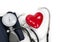 Sphygmomanometer with heart and stethoscope