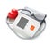 Sphygmomanometer with red heart on white background