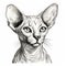 Sphynx Cat Portrait: Hyperrealistic Vector Illustration In Brian Kesinger\\\'s Style