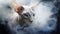 The Sphynx cat stands out in a mesmerizing blend of blue and white smoke and enchanting personality