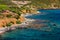 Spiaggia di Bega sa Canna Porto Flavia beach close to Porto Flavia, Sardinia, Italy