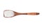 Spice Coconut powder in wooden spoon isolated on a white backgr