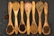 Spice and Food - Background made of various spices in cooking spoons