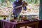 The Spice Garden. The Man shows spices and Ayurvedic oils.