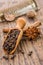 Spice scoop with cloves, star anise and cinnamon