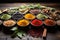 Spice symphony Assorted, colorful spices on a rustic wooden table