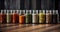 Spice Symphony - Harmoniously Arranged Jars in a Gourmet Kitchen. Generative AI