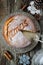 Spiced Christmas cake and crocheted snowflakes