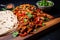 spiced fajita meat on a board