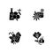 Spices black glyph icons set on white space