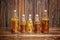 Spices bottled in oil on wooden background