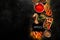 Spices on dark background. Different varius