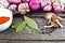 Spices Food Preparation on Wood table Food