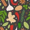 Spices and herbs seamless pattern. Flat hand drawn spicy cooking ingredients.