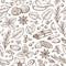 Spices and herbs sketch pattern.
