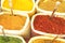 Spices India. Spices are sold on the market in India. Red pepper